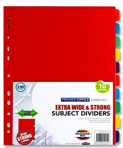 Subject Dividers Extra Wide 10 Part 
